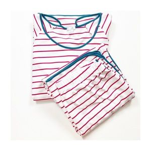 Striped Women's Pajama Set - Red and Blue Accents
